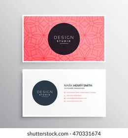pink business card template with pattern flower