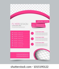 Pink business flyer. a4 pribtable poster or brochure. Vector illustration.
