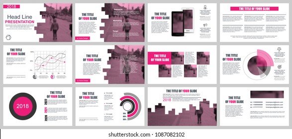 Pink business presentation slides templates from infographic elements. Can be used for presentation, flyer and leaflet, brochure, marketing, advertising, annual report, banner, booklet.
