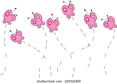 pink and butterflies