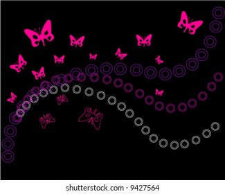 Pink butterflies with circles