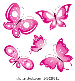 pink butterflies design vector