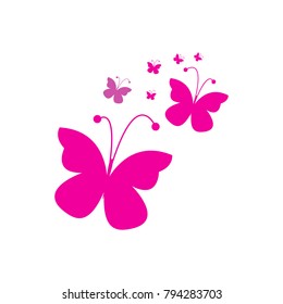 Pink butterflies design   white background