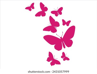 pink butterflies flock han drawn