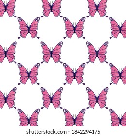 pink butterflies flying insects pattern vector illustration design