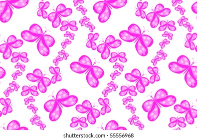 Pink butterflies on a white background. Vector illustration