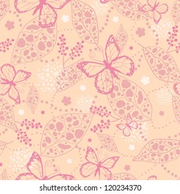 Pink Butterflies Seamless Pattern Background