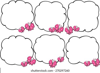 pink butterflies with speech bubble
