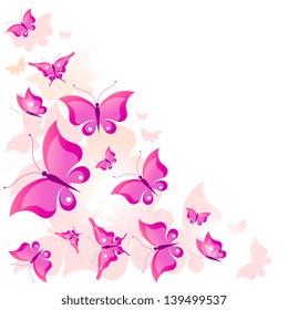 pink butterflies,summer design,isolated on a white