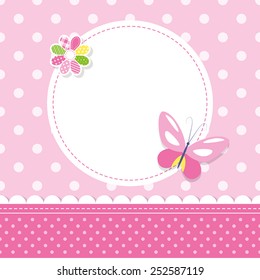 pink butterfly baby girl greeting card