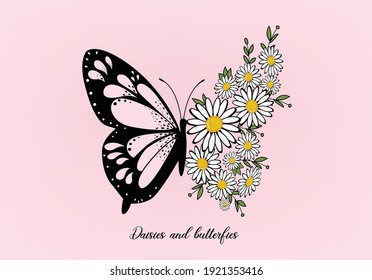 pink butterfly daisy daisy flower design margarita 
mariposa
stationery,mug,t shirt,phone case fashion slogan Tawny Orange Monarch Butterfly