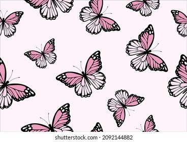 pink butterfly design hand drawn design