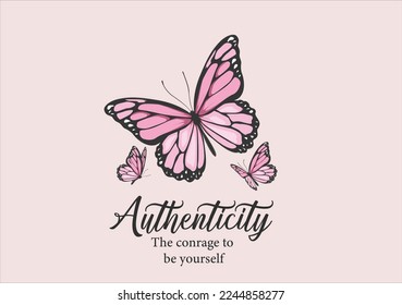 pink butterfly design hand drawn design