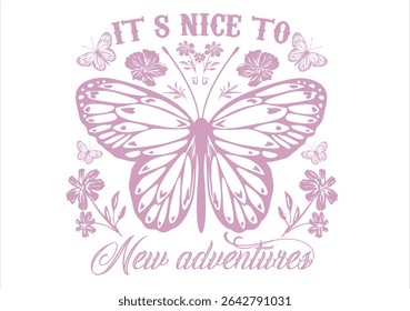 pink butterfly design hand drawn