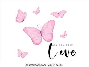 pink butterfly drawing vector design 