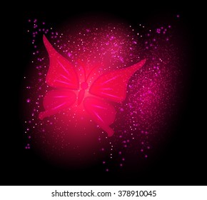 Pink Butterfly . Flying insect.