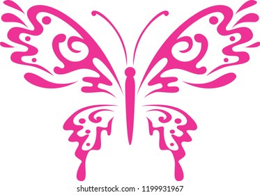 Pink Butterfly Front View vector