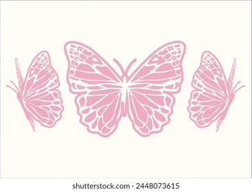 pink butterfly hamd drawn vector design