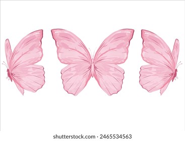 pink butterfly hand drawn desig vector 