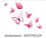 pink butterfly hand drawn design vector