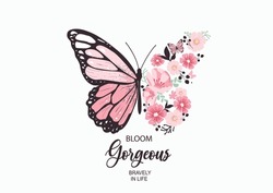 Pink Butterfly Hand Drawn Design