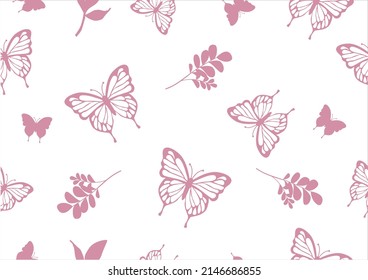 pink butterfly hand drawn design vector