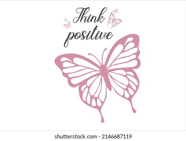 pink butterfly hand drawn design vector