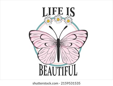 pink butterfly hand drawn design