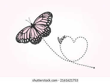 pink butterfly hand drawn design