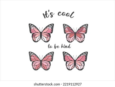 pink butterfly hand drawn design 