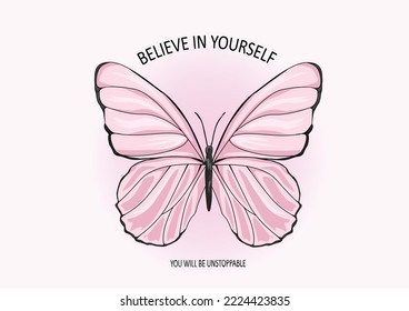 pink butterfly hand drawn design 