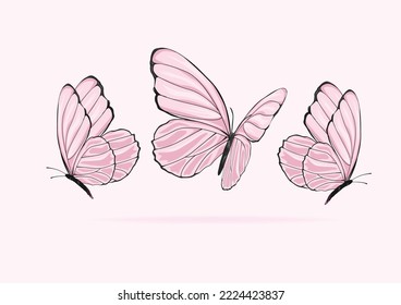 pink butterfly hand drawn design 