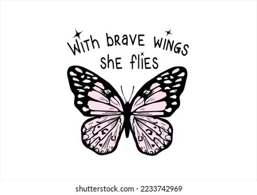 pink butterfly hand drawn design