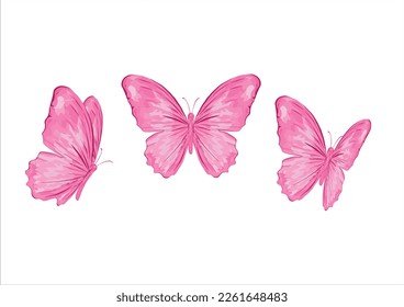 pink butterfly hand drawn design vector hand drawn