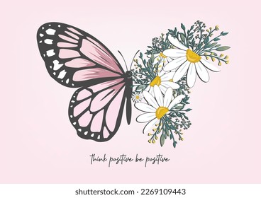 vector de diseño dibujado a mano por mariposa rosa