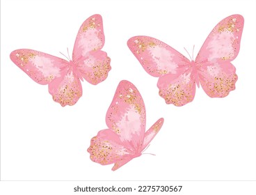 pink butterfly hand drawn design vector