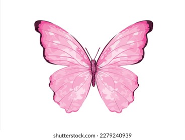 pink butterfly hand drawn design vector