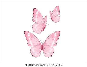 pink butterfly hand drawn design