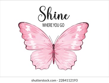 pink butterfly hand drawn design vector