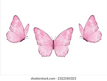 pink butterfly hand drawn design 