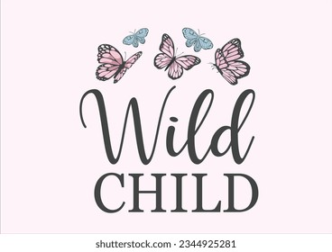pink butterfly hand drawn design vector art