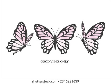 Pink butterfly hand drawn design