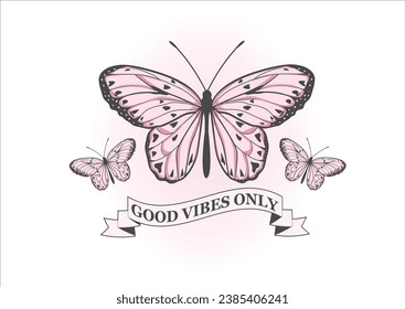 pink butterfly hand drawn design