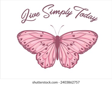 pink butterfly hand drawn design vector