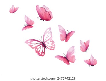 pink butterfly hand drawn design vector