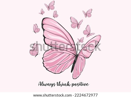 pink butterfly hand drawn design 