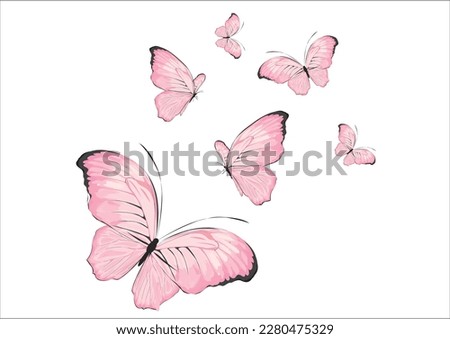 pink butterfly hand drawn design vector
