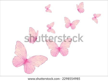 pink butterfly hand drawn design vector