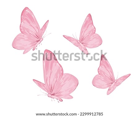 pink butterfly hand drawn design vector 