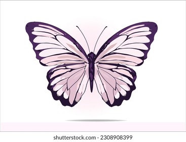 pink butterfly hand drawn vector